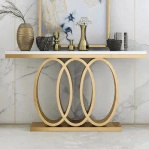 KCW Furniture 05730 Steel Console Table  (Finish Colour - Gold, White, DIY(Do-It-Yourself))