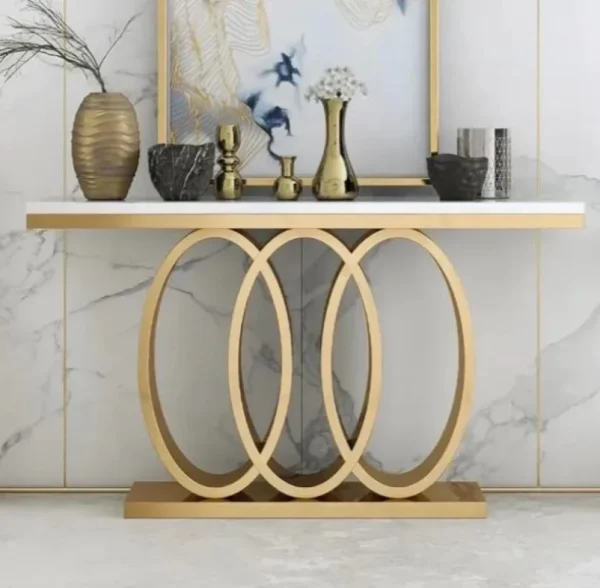 KCW Furniture 05730 Steel Console Table  (Finish Colour - Gold, White, DIY(Do-It-Yourself))