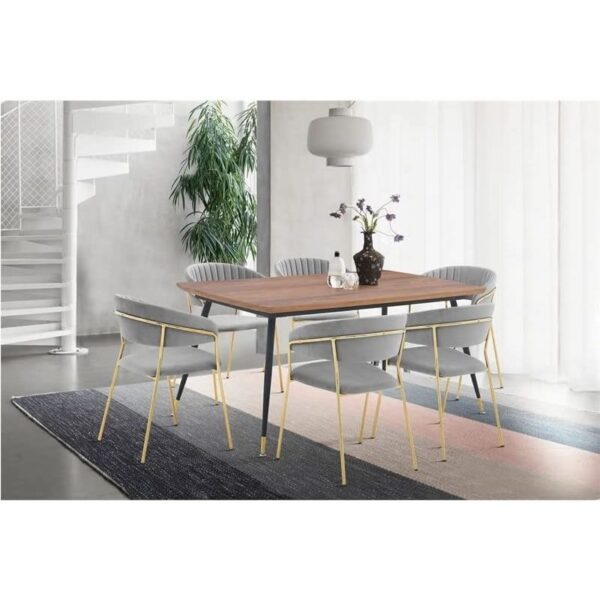 Modern Velvet with Gold Metal Leg Dining Room Chair - Image 6