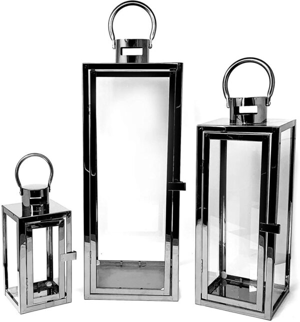 Modern Hurricane Candle Lantern - Set of 3