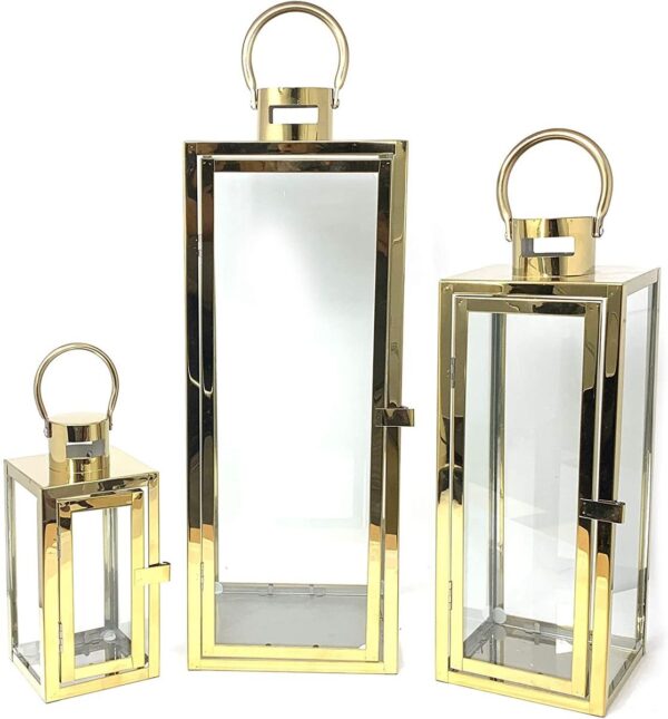 Modern Hurricane Candle Lantern - Set of 3 - Image 3