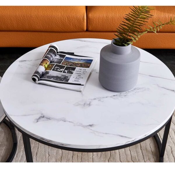 2 x Coffee Tables – Rounded Marble Top – (Large and small) - Image 4