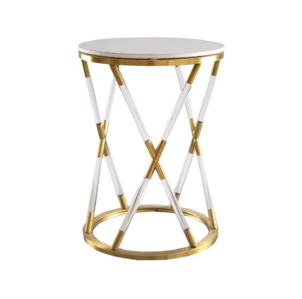 Gold and White Cross Side Table
