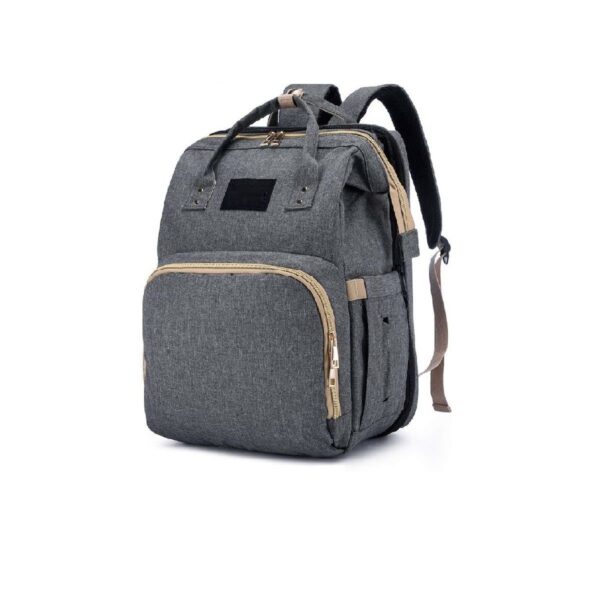 Multifunction Baby Backpack with Bassinet & Folding Crib - Nappy Bag - Grey - Image 2