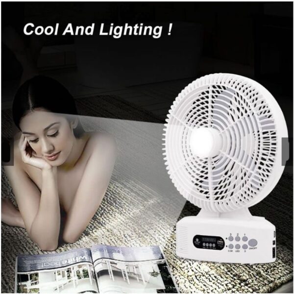 Portable 12-Inch Solar Rechargeable Smart AC/ DC Fan - White - Image 5