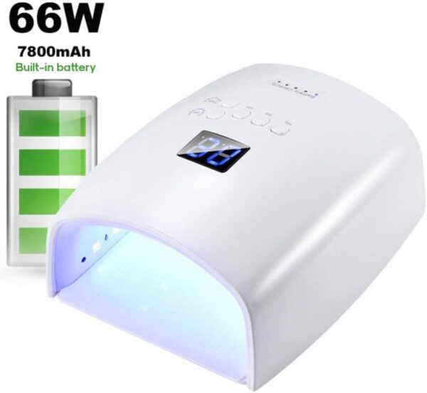 Upgraded Premium Cordless UV/LED Nail Lamp Rechargeable 66W - White - Image 5