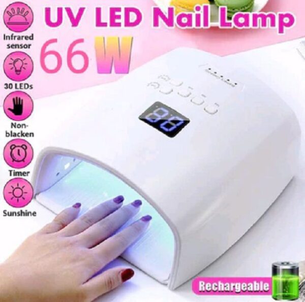 Upgraded Premium Cordless UV/LED Nail Lamp Rechargeable 66W - White - Image 6