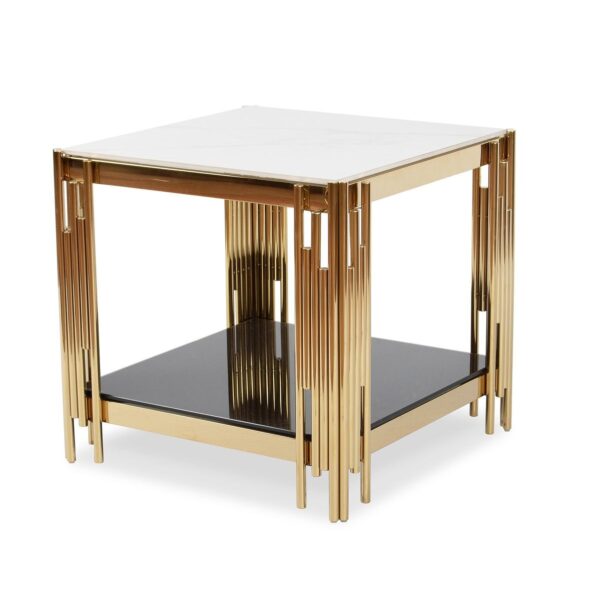 Bali Marble Top Side Table - Gold - Image 2