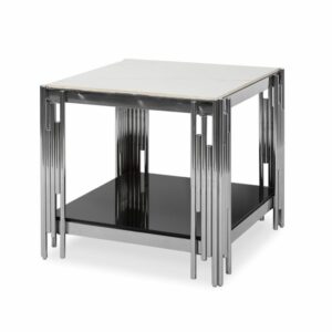 Bali Marble Top Side Table - Silver