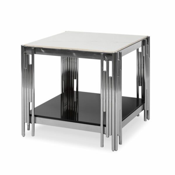 Bali Marble Top Side Table - Silver