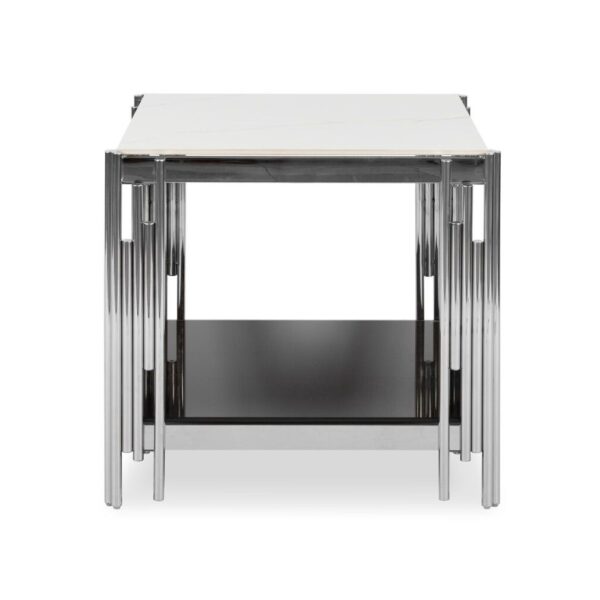 Bali Marble Top Side Table - Silver - Image 2