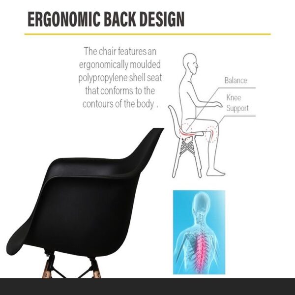 Set of 4 Creative Design Eames Dining Chairs with Armrests - Image 8