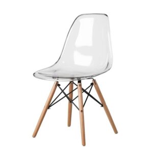 Clear Eames Chair with Wood Legs