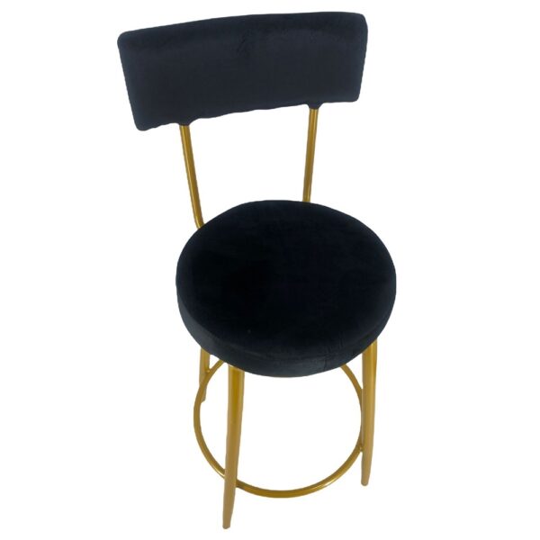Velvet Bar Stool - Black - Image 3