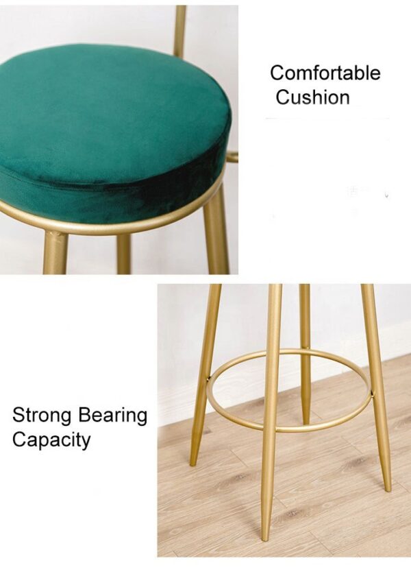 Coco French Style high bar chairs - Suede and Gold Metal - Set of 2 - Image 6