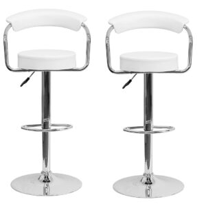 Bar / kitchen Counter Stools with Armrests - Set of 2 - White Colour