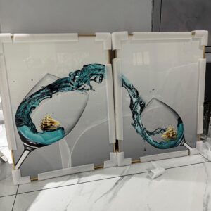 Canvas Art- 2 Piece Nordic Wine Glass Minimalist Canvas Wall Art Decor