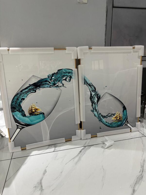 Canvas Art- 2 Piece Nordic Wine Glass Minimalist Canvas Wall Art Decor