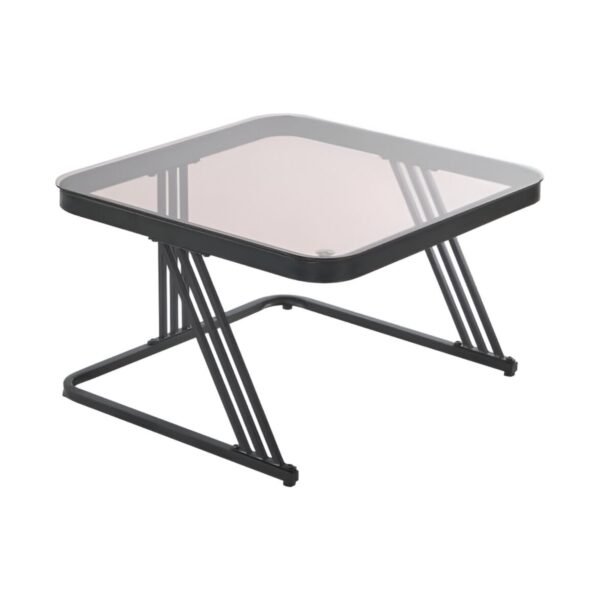 Nesting Square Glass Top Coffee Table with Marble Top Drawer Table XT-12 - Image 4
