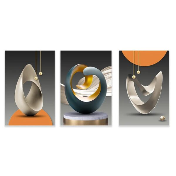 Set of 3Pcs Modern Aesthetics Abstract Still Life Wall Art Fine Art Canvas Prints Pictures For Luxury Loft Apartment Living Room Dining Room Art Decor - Image 3