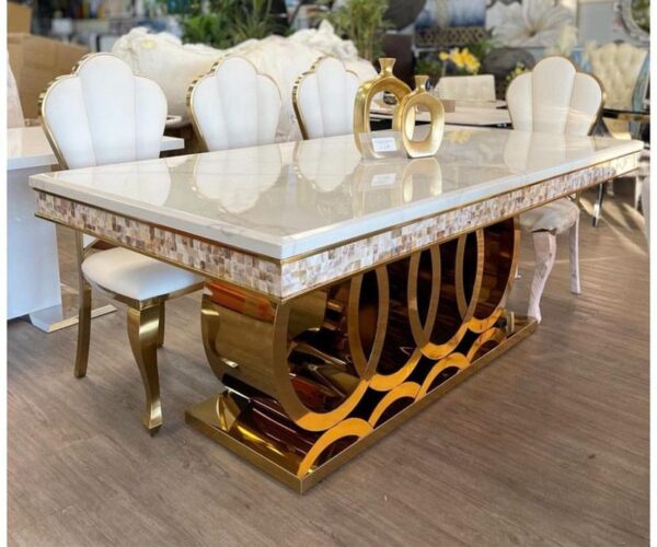 Seppio Marble 8 Seater Dining Table Set - Image 3