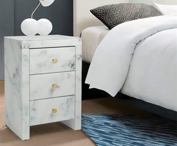Tempered glass marble texture bedside table - Image 4