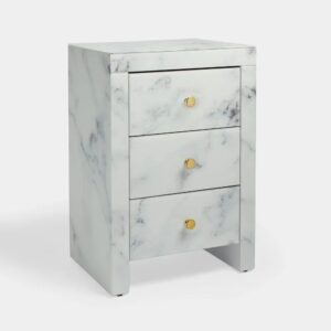 Tempered glass marble texture bedside table