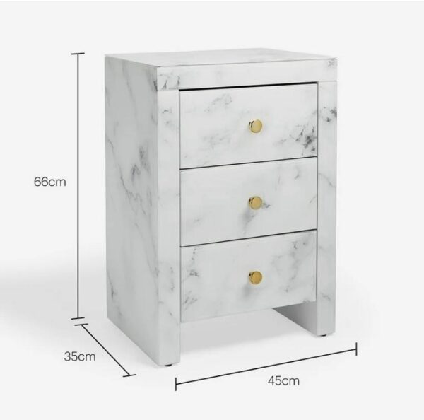 Tempered glass marble texture bedside table - Image 3