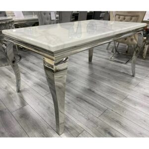 Sintered Stone Top Dining Room Table- Silver