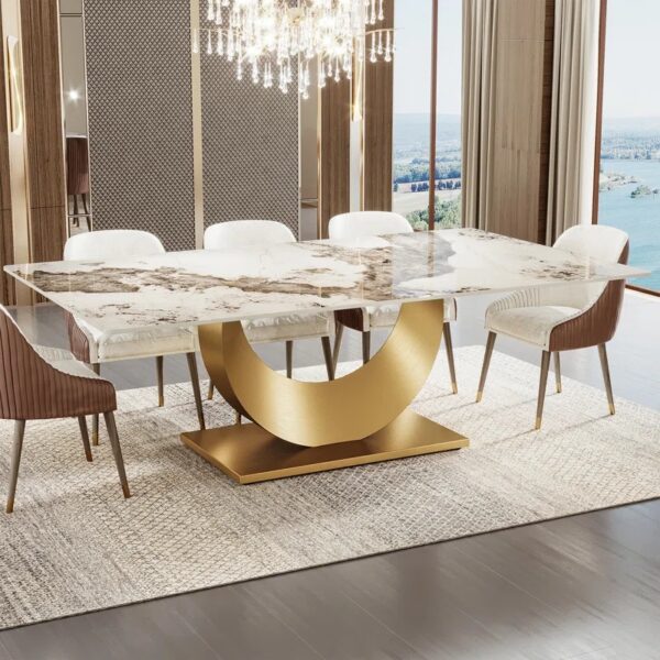 Sintered Stone Dining Table, Stainless Steel Base