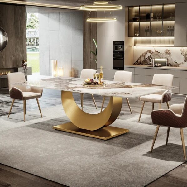 Sintered Stone Dining Table, Stainless Steel Base - Image 3