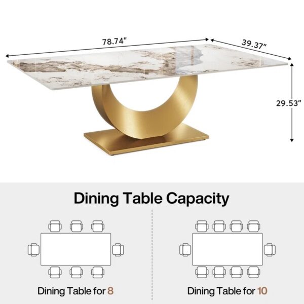 Sintered Stone Dining Table, Stainless Steel Base - Image 4