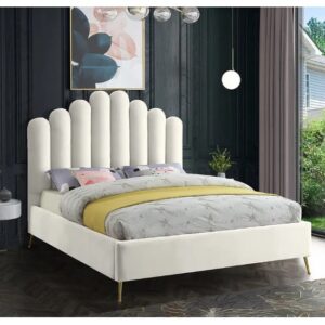 Rudy Sleigh Bed King -Off White