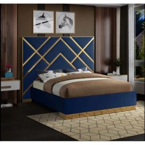 Adara Sleigh Bed Queen -Blue