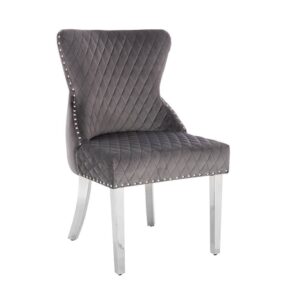 Luxury Chair French Velvet Lion King Dark Grey