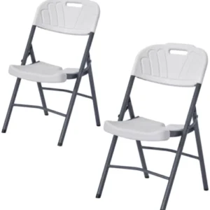 KCW Furniture 0064 Plastic Folding Chair  (White, 2, Pre-assembled)