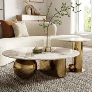 KCW FURNITURE - Olive Coffee Table and Side Table Set - Gold