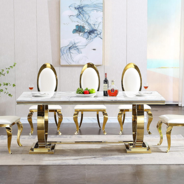 KCW FURN - Costa Marble Top Dining Table - Image 5