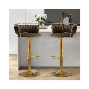 KCW FURN - Set of 2 Lexi Velvet Swivel Bar Stool(brown)