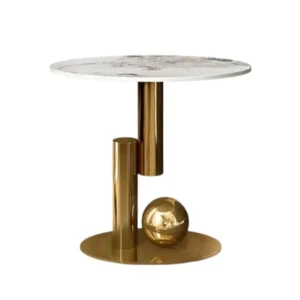 KCW FURN- Round Sintered Stone Coffee Table with Metal Frame