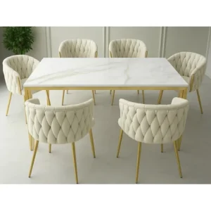KCW FURN- Cream Valentina 7pc Dining Set