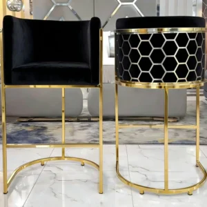 KCW FURN-Catherine Velvet Bar Stool (Available in Black/Gold)