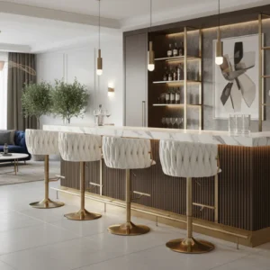 KCW FURN-Aisha Velvet Bar Stool (Available in Various Colours)