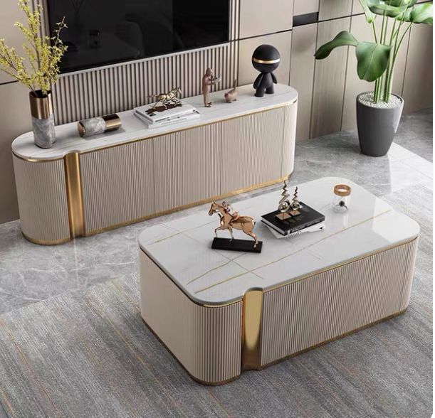KCW FURN-Luxury Modern TV Stand and Coffee Table Set