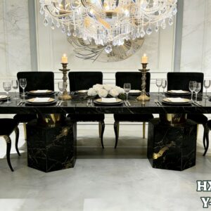 KCW FURN Grand Majesty Marble Dining Table (220 cm) Black
