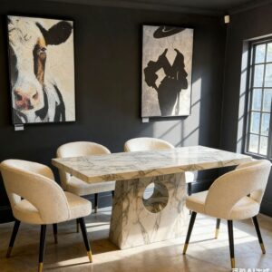 KCW FURN -Stone Luxe Solid Marble Dining Table (200 cm)